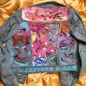 Small acrylic hand painted denim jacket